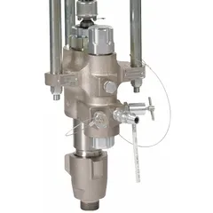 This pump lower is a replacement component for Graco paint sprayers. Constructed from carbon steel, it is designed for use with the X55DH4 model. It serves as the lower section of the pump assembly, delivering hydraulic pressure to move coating materials in industrial painting applications.