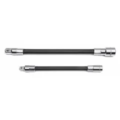 This socket extension set from GEARWRENCH features 1/4 in and 3/8 in input and output drive sizes, allowing compatibility with both 1/4 in and 3/8 in drive tools. The full polish chrome finish provides corrosion resistance. It is not insulated and does not include a locking mechanism. Commonly used to extend reach when accessing fasteners in confined or recessed areas.