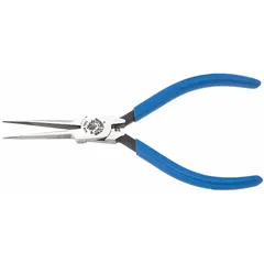 Needle-nose pliers with 1-3/4 in jaw length and 1/8 in tip width, overall length 5-5/8 in. Used for precision gripping, bending, and cutting in confined spaces, suitable for fine wire work and component handling in electrical, HVAC, and industrial maintenance tasks.