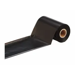 Black resin ribbon for BBP81 printer, 4 5/16 in x 984 ft. High temperature-resistant and RoHS compliant. Used for printing durable labels in industrial environments.