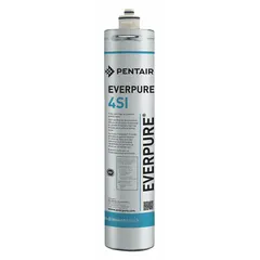 Quick-connect water filter with polyphosphate media for scale reduction. Overall height 14 1/2 inches, flow rate 2 gpm. Suitable for ice machines and refrigerators where scale buildup is a concern.