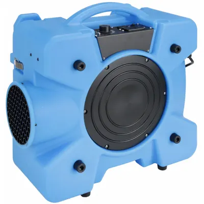 BLUEDRI Air Scrubber: Polyethylene, Particulate Filtration, 1,400 sq ft Max Coverage Area - Impact-Resistant Plastic Negative Air Machines