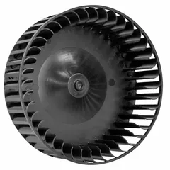 This blower wheel is a replacement component for HVACR fans and ventilation systems. It is compatible with manufacturer part numbers 1UBH6, 1UBH7, 1UBH8, 3DPE2, 3DPE3, 5AE68, 5AE69, 6WZN3, 6WZN4, and 6WZN5. Used in commercial or industrial heating, cooling, and ventilation units to maintain airflow.