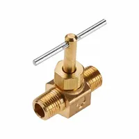 PARKER Needle Valve: Inline Valve Body, Brass, Screw-In Bonnet, 1/8 in Pipe Size, MIP x MIP, Male (MPN NV107P-2)