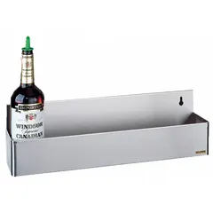 This SAN JAMAR speed rail is a hang-on stainless steel rack with one tier that holds up to 10 bottles. It is designed for organizing and dispensing bottles in commercial bar and kitchen environments. The silver finish and stainless steel construction support sanitary use in foodservice operations.