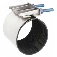 This full-gasket repair clamp is designed to seal leaks in 4 in pipe systems. It features a 304 stainless steel body and bolts, with a nitrile rubber gasket. Rated for a maximum operating pressure of 150 psi and a maximum vacuum pressure of 10 psi, it is suitable for repairing cracks, holes, or damaged sections in piping