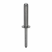 Domed-head blind rivet with 0.249-inch diameter and 2 35/64-inch overall length, body length 1 7/32 inches. Supplied in a 100-pack for inch-system applications. Used for fastening materials where only one side is accessible, such as in metal fabrication, automotive assembly, and HVAC ductwork