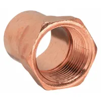 Wrot copper tube fitting adapter with a 1 in CTS cup end for soldering and a 1 in FNPT threaded end. Used to transition from copper tubing to threaded pipe connections in plumbing and HVAC systems