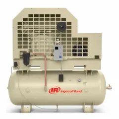 Single-stage, oil-less stationary electric air compressor with a 30-gallon horizontal tank. Delivers 9.4 cfm at 3 hp, powered by 460V AC, 60 Hz, three-phase supply. Includes a radiator aftercooler. Suitable for applications requiring oil-free compressed air.