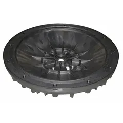 Aluminum air cap for use in pneumatic systems and industrial equipment. Functions as an air chamber to regulate flow and pressure in compressors and HVAC units.