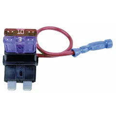 Non-rejection block style fuse holder for automotive AF series fuses. Rated for 2-pole, 12 V DC operation. Suitable for in-line installation in vehicle wiring, auxiliary lighting, and accessory circuits.