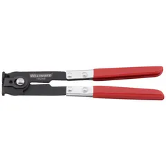 Boot clamp pliers for installing CV boot ear clamps. Constructed from chrome vanadium steel. Includes four 1/2 in diameter replacement clamps. Used in automotive repair to secure constant velocity joint boots.