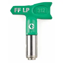 Airless spray gun tip with 0.012 in orifice size for applying paints, lacquers, and other coatings. Green color. Includes guard combination for operator protection. Compatible with RAC X series and model 246215.