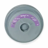 Magenta-colored HEPA particulate filter for MSA OptimAir TL Series PAPR systems. NIOSH HEPA rated for high-efficiency filtration of airborne particles. Supplied in a 6-pack