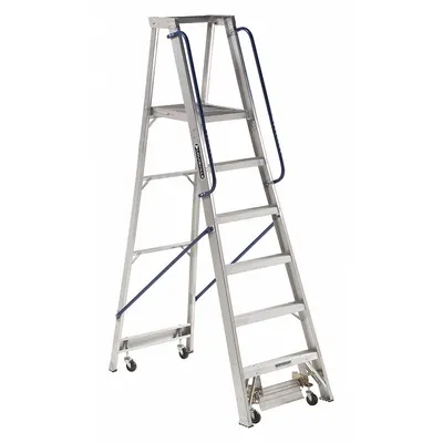 LOUISVILLE LADDER AP5006 6 ft Rolling Lightweight Aluminum Platform Stepladder - Rolling Lightweight Aluminum Platform Stepladders