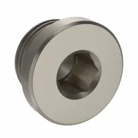 This is a 1/4 in BSPP threaded plug made of nickel-plated brass with a hex drive. It has a maximum operating pressure of 870 psi and a length of 7/16 in. Used to seal threaded ports in medium-pressure fluid systems