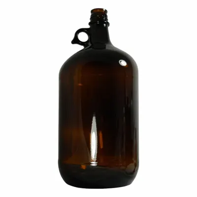 QORPAK Jug: Amber, Glass, 4 L, 157.96 mm, 341 mm Overall Ht, Screw On Cap - Glass Jugs