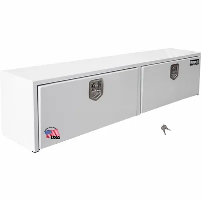 BUYERS PRODUCTS Double Drop-Down Door Topside Box, 88 in, White, Keyed Lock - Double Drop-Down Door Topside Boxes