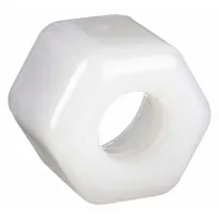 Compression fitting nut for 1/4 in OD tubing. Made from nylon for corrosion resistance. Used with standard compression sleeves and bodies to create a leak-resistant joint in pneumatic and low-pressure fluid systems