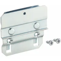 This bin mounting clip is designed for use with square-hole pegboard. It features a screw-in locking system for secure attachment and a zinc-plated silver finish. The clip measures 1/4 in x 2 1/2 in and is surface-mounted. Commonly used in workshops and storage areas for organizing bins