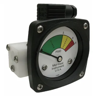 MIDWEST INSTRUMENT 522P-005V-LA Differential Pressure Indicator with Switch - Differential Pressure Indicators with Switch