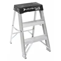 LOUISVILLE LADDER Step Stool: 2 Steps, 2.4 ft Overall Ht, 300 lb Load Cap, Aluminum (MPN AS3002)