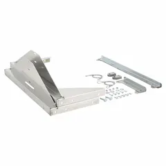 Galvanized steel hinge kit for roof-mounted downblast fans. Includes hardware kit. Overall length 40 inches. Designed for use with Dayton roof mounted centrifugal upblast ventilators having a 40 in square base. Complies with AMCA standards.