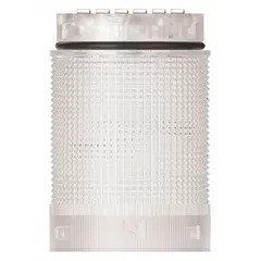 Steady light module from the KombiSIGN 40 series, operating at 24V DC with a clear lens. Overall diameter 40 mm, overall height 59 mm. Used for visual signaling in industrial machinery, automation systems, and control panels to indicate machine status or process conditions.