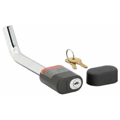 This hitch pin lock is made of carbon steel with a chrome finish. It has a 5/8 in pin diameter and 5 1/2 in overall length. The pin includes a lock for securing trailer couplers to hitch balls in towing applications.
