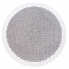This powered 2-way ceiling-mount speaker is designed for indoor use. It features an 8 ohm impedance and an overall width of 10 3/4 inches. Suitable for paging or background music in commercial spaces.