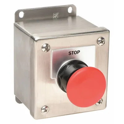 Siemens Control Station: Mushroom Head Push Button, 0 Pilot Lights, 1NO/1NC, Stop - Push-Button Control Stations