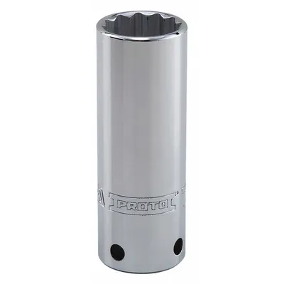 PROTO Socket: Metric, 1/2 in Drive Size, 30 mm Socket Size, 12-Point, Deep, Chrome - Tether-Ready Hand Sockets