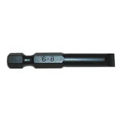 Slotted head impact bits made from S2 steel with a standard hex shank. Imperial size with 6F-8R industry designation. Sold as a 5-pack for use with impact drivers in general assembly and repair tasks.