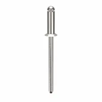 Flush-mount blind rivet with 0.122-inch diameter, 3/8-inch body length, and 1 15/32-inch overall length. Plain finish. Supplied in a 500-piece pack. Used for single-sided fastening in applications such as sheet metal and panel assembly