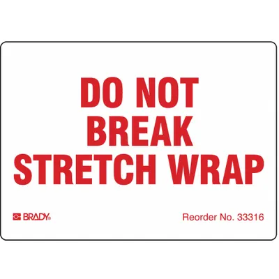 BRADY Do Not Break Stretch Wrap Label, 4 in x 2 7/8 in, White, 100 PK - DO NOT Message Labels
