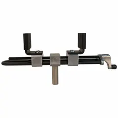 Steel vise head with V-grooved neoprene jaw inserts, 1 3/4 in jaw face width, and 9 in maximum jaw opening. Used for clamping round, hexagonal, or fragile workpieces in industrial assembly, machining, and repair applications.