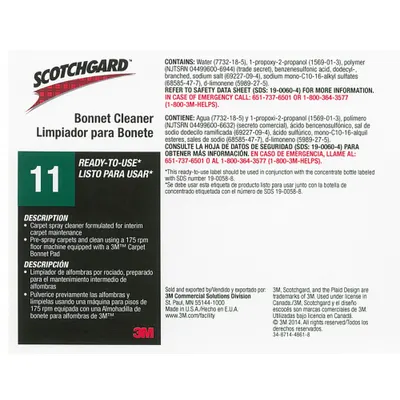 TOLCO Secondary Bottle Label: 11 in Ht, 8 1/2 in Wd, Scotchgard Bonnet Cleaner 11 - Secondary Container Labels and Tags