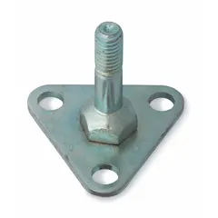 This steel foot plate is designed for use with Super Erecta wire shelving systems. It provides a stable base for shelving posts, helping to prevent tipping in storage areas. The zinc-plated silver finish offers corrosion resistance. Compatible with METRO Super Erecta shelving.