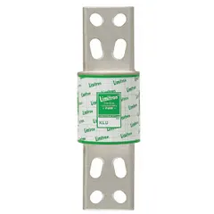 The BUSSMANN KLU-3000 is a 600V AC, 3kA time-delay bolt-on fuse from the KLU Series. It features a non-indicating design and a bolt-on body for secure mounting. This Class L fuse provides overcurrent protection for industrial equipment such as switchboards and panelboards, allowing temporary inrush currents without nuisance opening.