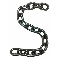 Grade-30 load-securing chain made of carbon steel with a straight, plain configuration. Used for tie-downs, towing, and general industrial binding in cargo securing on trucks, trailers, and warehouse applications.