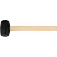 Rubber Mallet: Wood Handle, 8 oz Head Wt, 1 7/8 in Dia, 3 9/16 in Head Lg, 12 in Overall Lg, Black