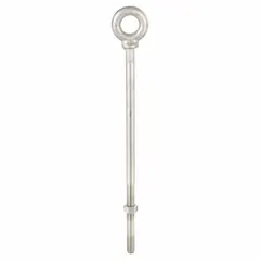 This machinery eye bolt features a shoulder design for lifting and rigging applications where axial loads are applied. Made from 316 stainless steel with a plain finish, it offers corrosion resistance in harsh environments. Thread size is 1/2"-13 with a 4-inch thread length. A nut is included for secure installation.