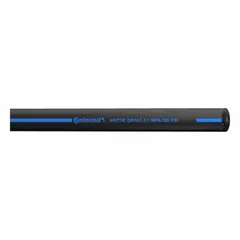 This nitrile bulk air hose features a black neoprene cover and a 3/4-inch inside diameter. Rated for 300 psi maximum working pressure at 70°F, it is suited for pneumatic tool supply, air compressor lines, and general compressed-air systems in industrial environments.