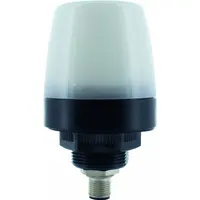 This IO-Link buzzer alarm with multimode light provides visual and audible signaling for machine status, faults, or warnings in industrial automation. It features 7 colors, 9 visual effects, a buzzer, and a touch sensor for flexible operator feedback. Operating at 24V with a 4-pole M12 connection and threaded mount, it integrates into IO-Link networks for parameterization and diagnostics