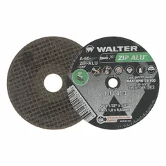 General purpose cut-off wheel for soft metals such as aluminum, copper, and brass. Type 1 wheel with 60-grit aluminum oxide provides fast, clean cuts on non-ferrous materials. Dimensions: 4" diameter, 1/32" thickness, 3/8" arbor hole.