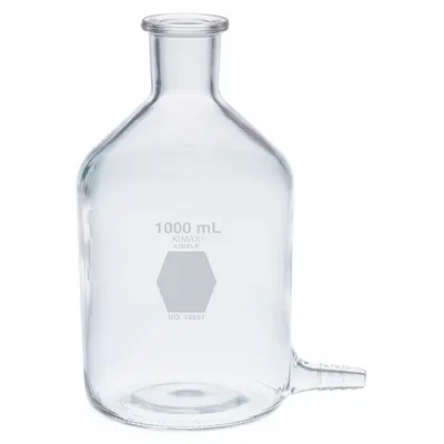 KIMBLE Reservoir Bottle: 250 mL, 132 mm, Colorless, Narrow Mouth Size - Glass Reservoir Lab Bottles with Bottom Outlet