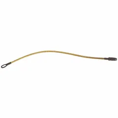 This steel fish tape leader features a metal eyelet end and a maximum wire capacity of 10 AWG. It is used for pulling wire through conduit, walls, and ceilings in electrical installations.