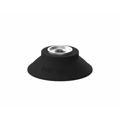PIAB Vacuum Pad: Flat, w/o Adapter, 50 mm Pad Dia, Nitrile/PVC, Black, 60A - Flat Type Automotive & Industrial Vacuum Pads