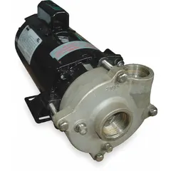 This straight centrifugal pump is powered by a 3/4 hp ODP motor and operates on 115/230V AC. It delivers a maximum head of 50 ft and features a 1-1/4 in intake and 1 in discharge. The stainless steel construction provides corrosion resistance for water transfer, circulation, and boosting applications in industrial and commercial settings.
