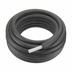 Pre-insulated PEX Type A tubing for general plumbing applications requiring heat retention or condensation control. Suitable for hot and cold water supply lines, hydronic heating, and radiant floor systems. 1/2 in diameter, black, supplied in a 100 ft coil with an R Value of 7.5.